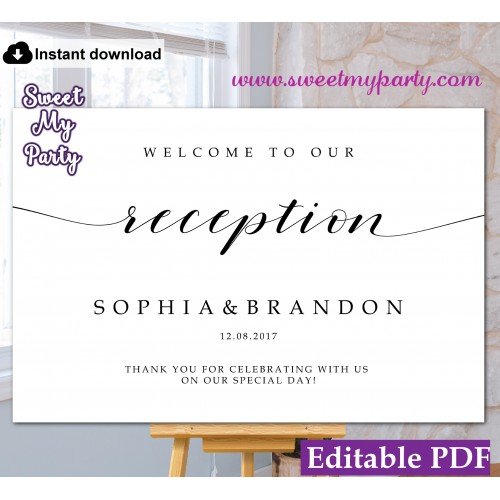 Modern Calligraphy welcome to our reception sign,welcome reception sign,(47)